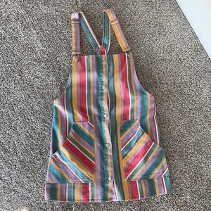 Colorful striped overall dress
